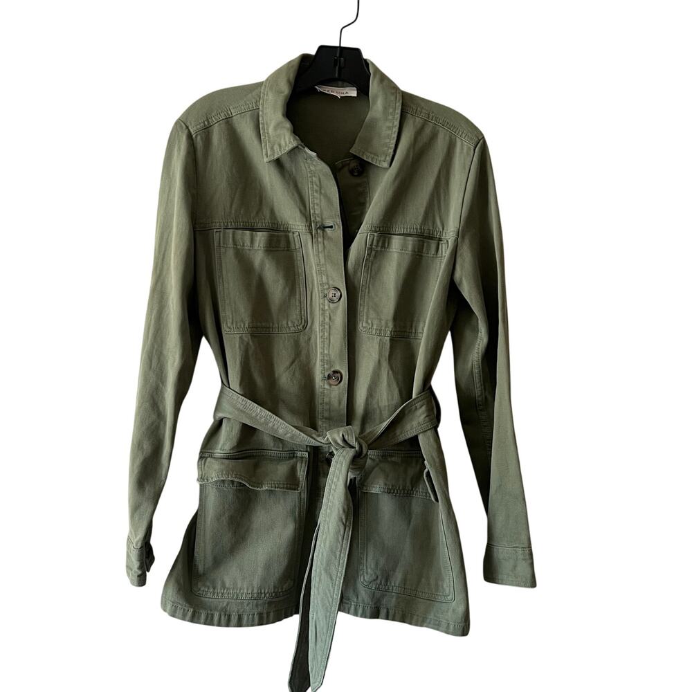 Per Una Military Jackets khaki green buttoned belted size 6 US DR - Picture 5 of 9
